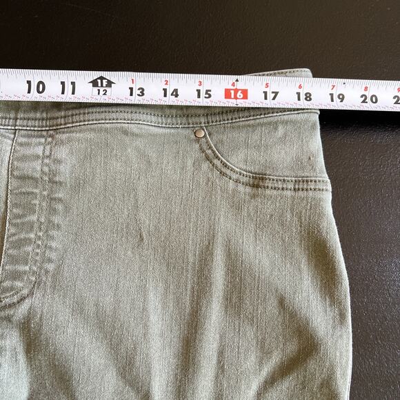 Chico's Jeans 14 Olive Pull On Perfect Stretch Girlfriend Slim Leg Ankle Zip - Picture 8 of 9